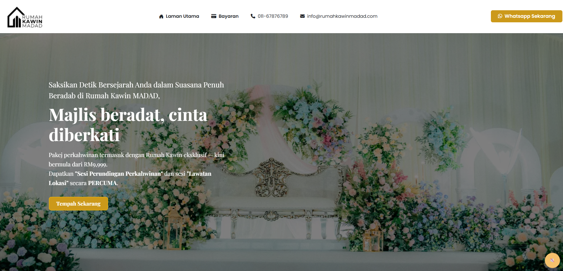 Rumah Kawin MADAD hall booking website
